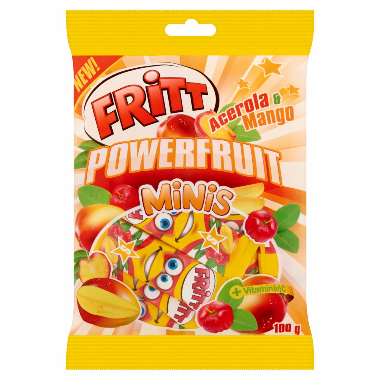 Képek - Fritt Powerfruit Minis acerola és mangó ízesítésű rágócukorka C-vitaminnal 100 g