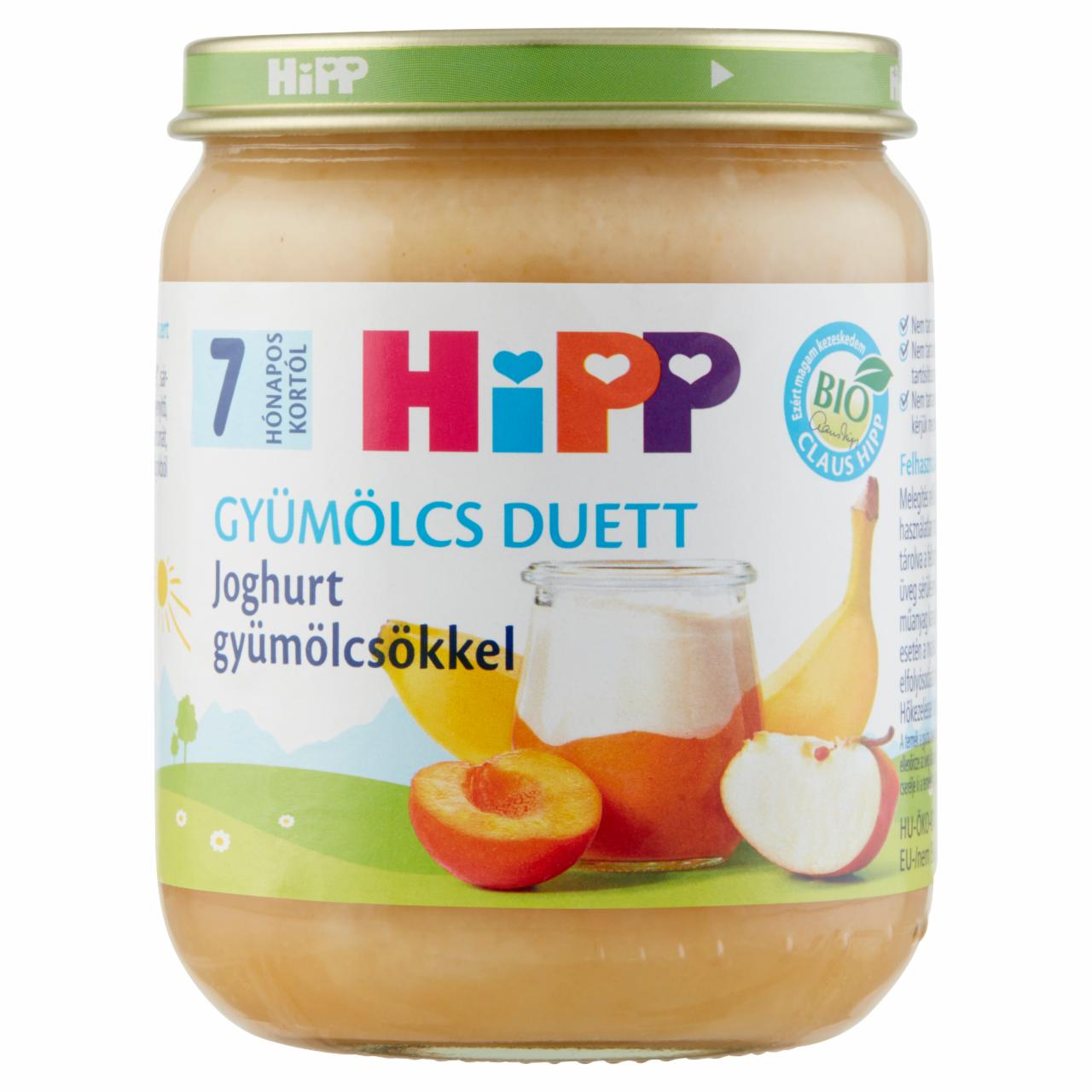 Képek - HiPP Gyümölcs Duett BIO joghurt gyümölcsökkel bébidesszert 7 hónapos kortól 160 g