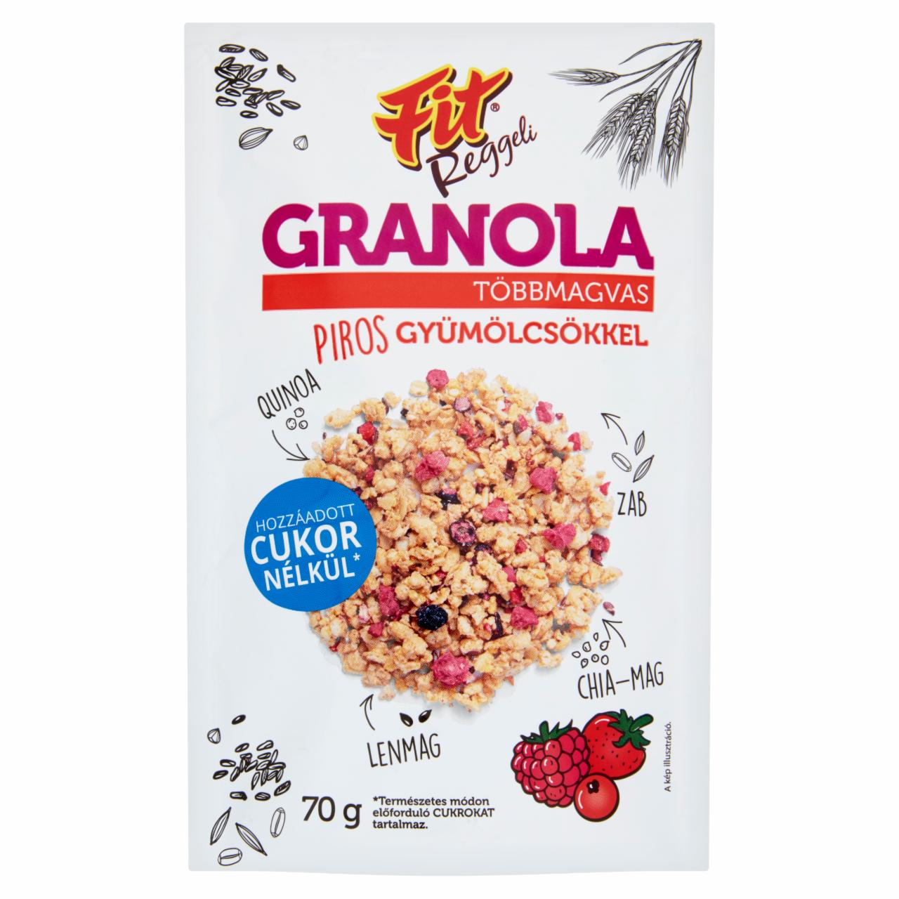 Képek - Fit többmagvas granola piros gyümölcsökkel 70 g