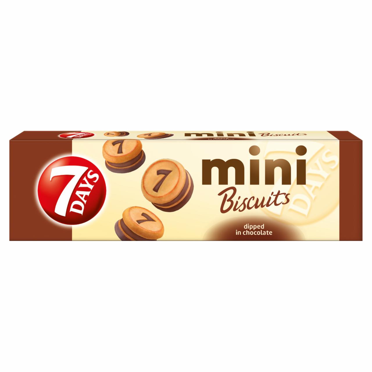 Képek - 7DAYS Mini Biscuits kakaós töltelékkel töltött, tejcsokoládéval bevont kekszek 100 g