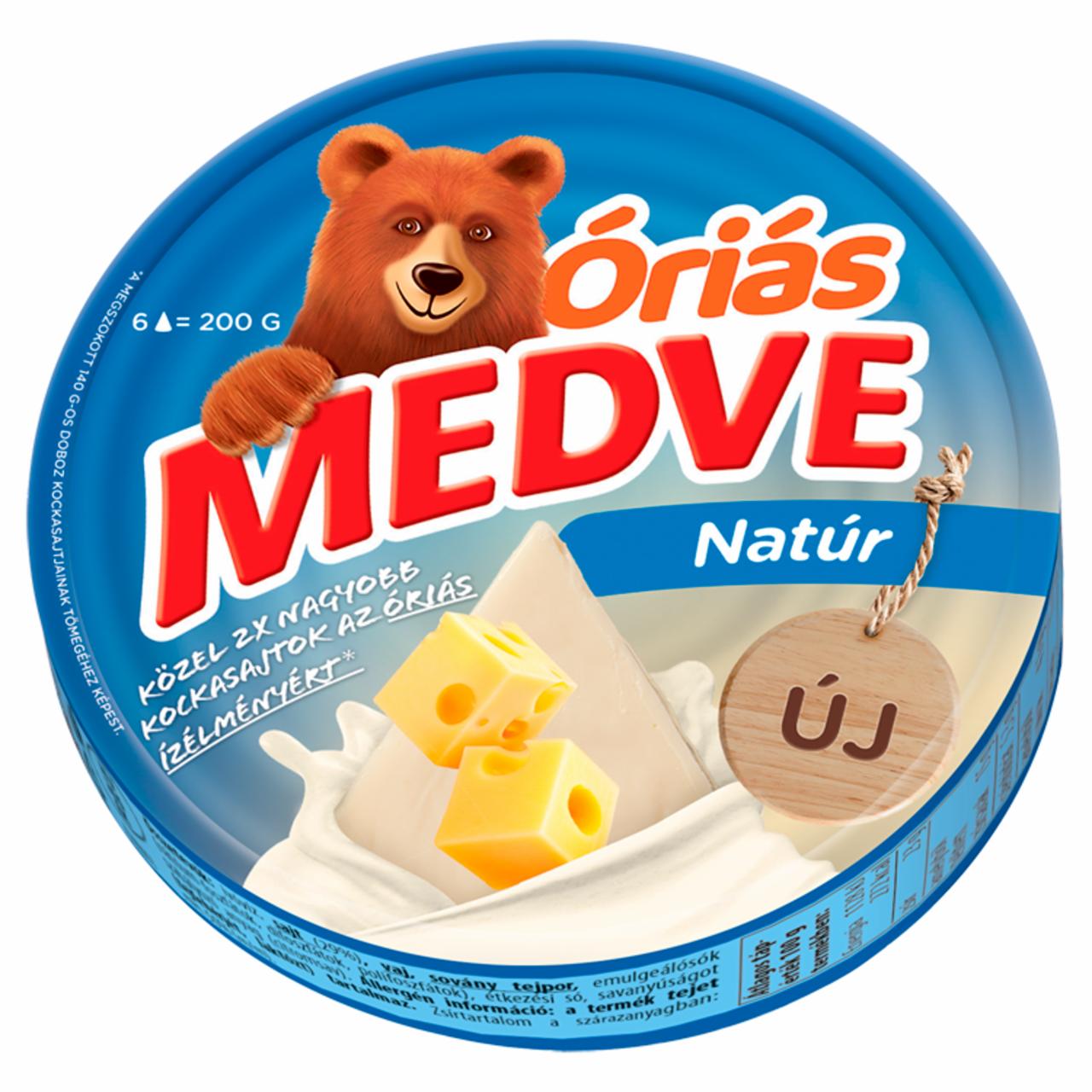 Képek - Medve Óriás natúr kenhető, zsíros ömlesztett sajt 6 x 33,3 g (200 g)