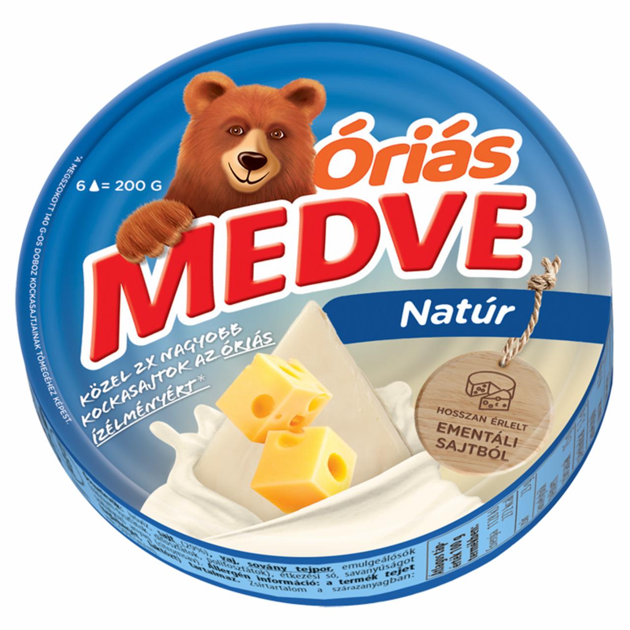 Képek - Medve Óriás natúr kenhető, zsíros ömlesztett sajt 6 x 33,3 g (200 g)