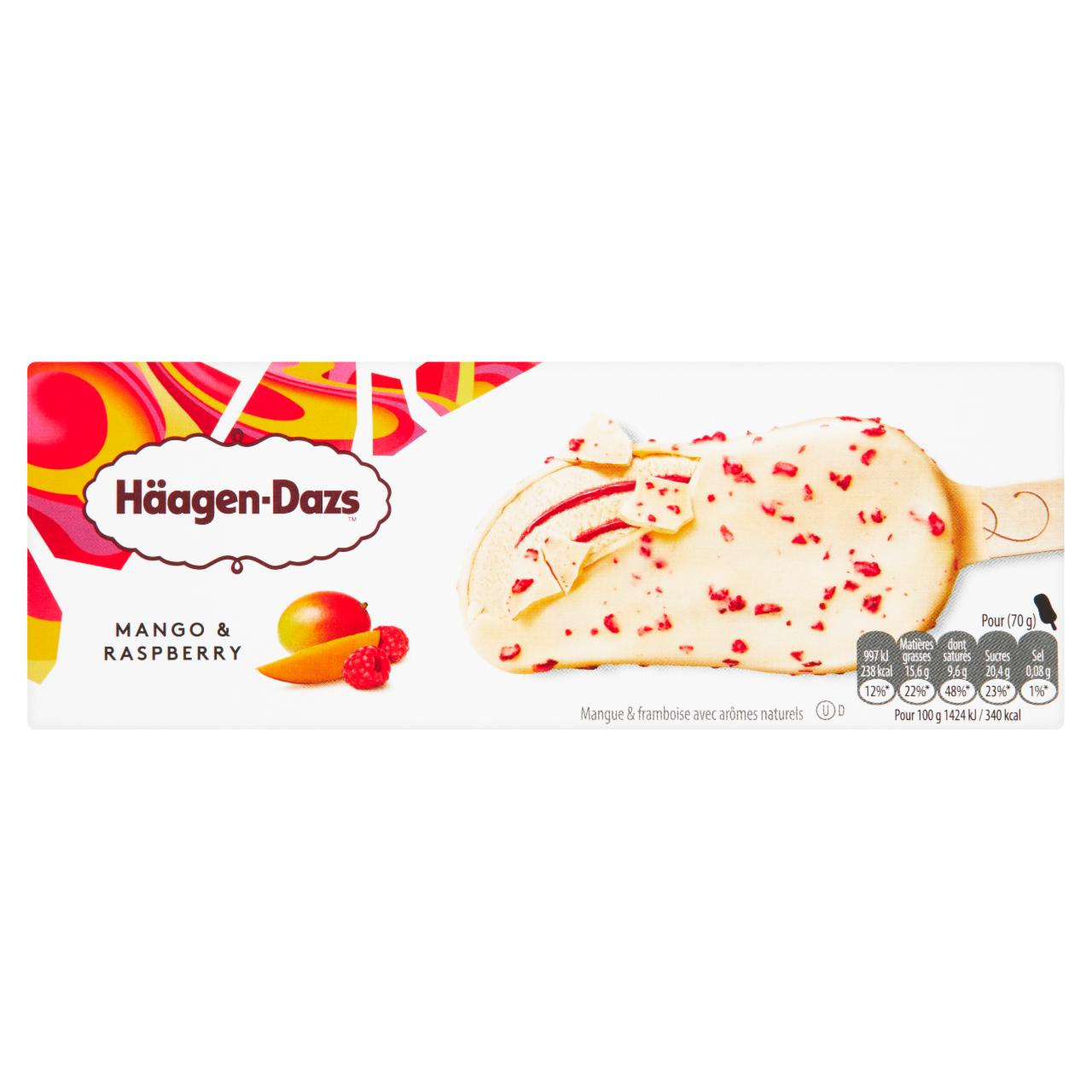Képek - Häagen-Dazs mangó jégkrém málnapürével, belga fehércsokoládéval és édesített málnadarabokkal 80 ml