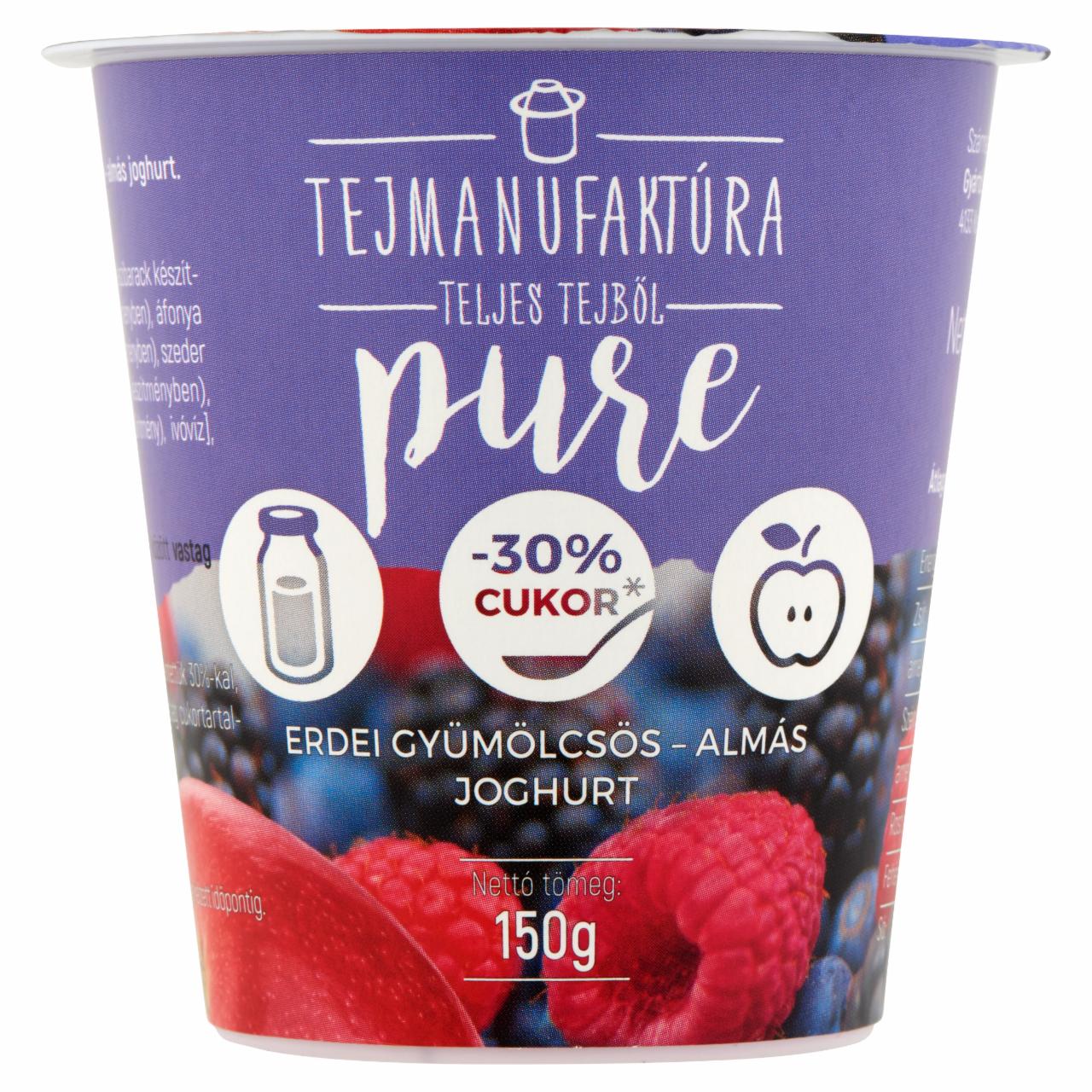 Képek - Tejmanufaktúra Pure erdei gyümölcsös-almás joghurt 150 g