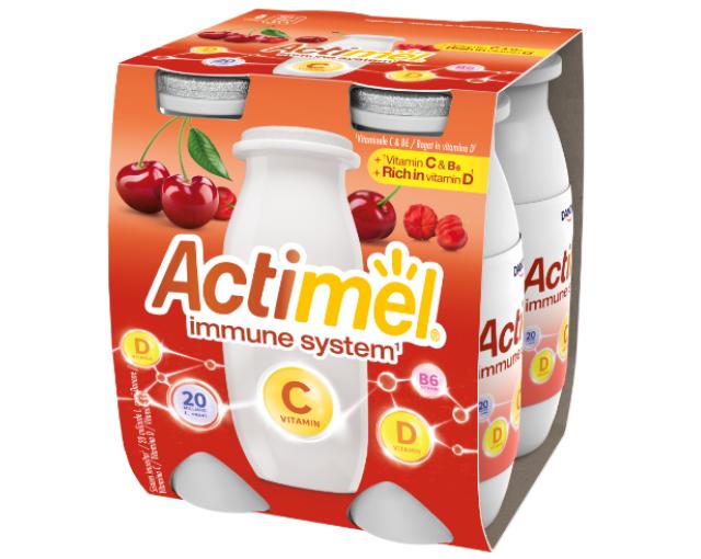 Képek - Danone Actimel zsírszegény, élőflórás cseresznye és acerolaízű joghurtital 4 x 100 g (400 g)