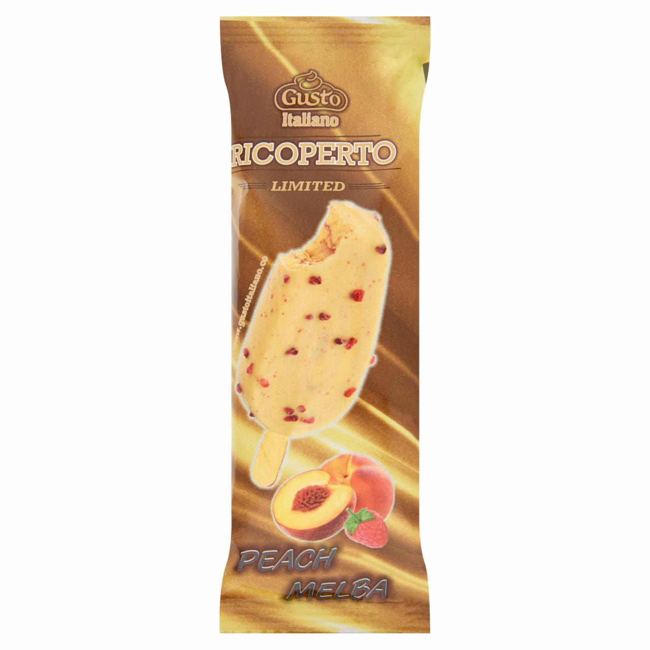 Képek - Gusto Italiano Ricoperto Peach Melba őszibarack ízű jégkrém 100 ml