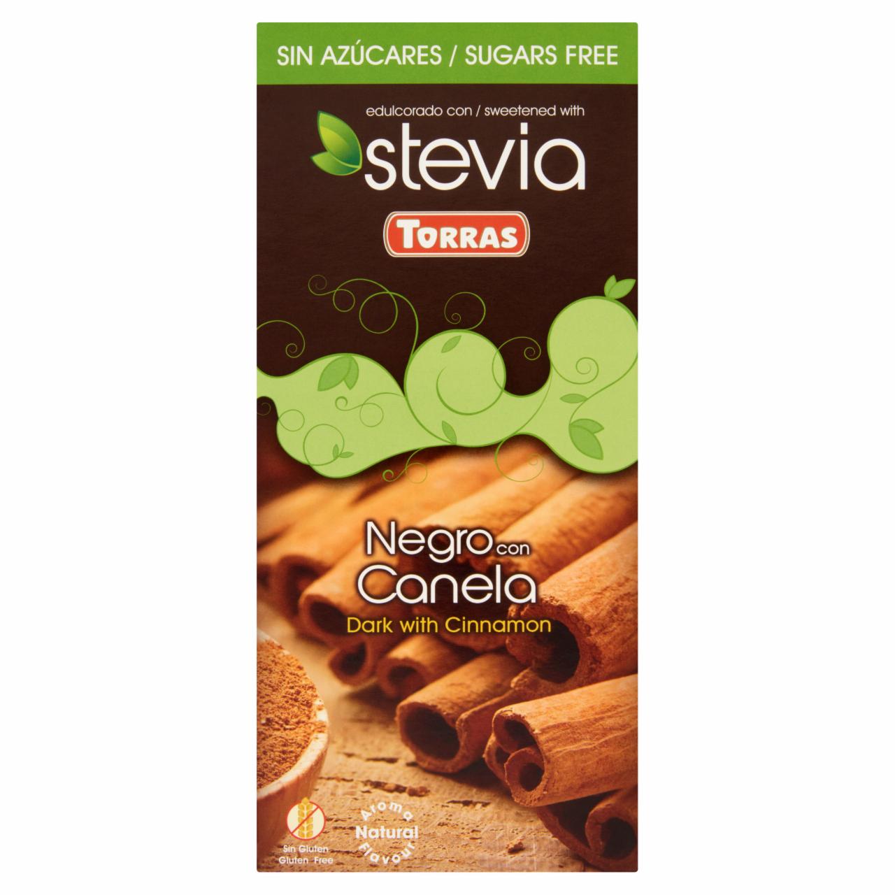 Képek - Torras Stevia gluténmentes fahéjas étcsokoládé hozzáadott cukor nélkül, édesítőszerrel 125 g