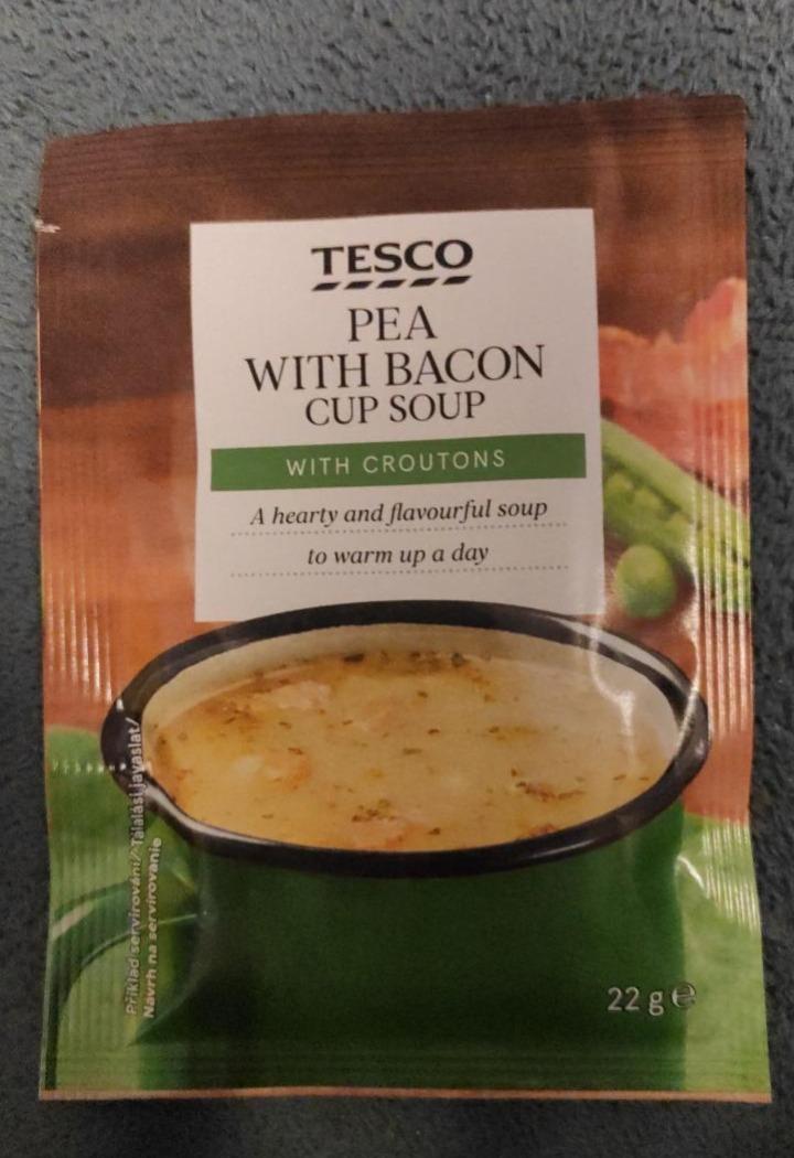 Képek - Instant borsóleves pirított kenyérkockákkal és baconnel Tesco