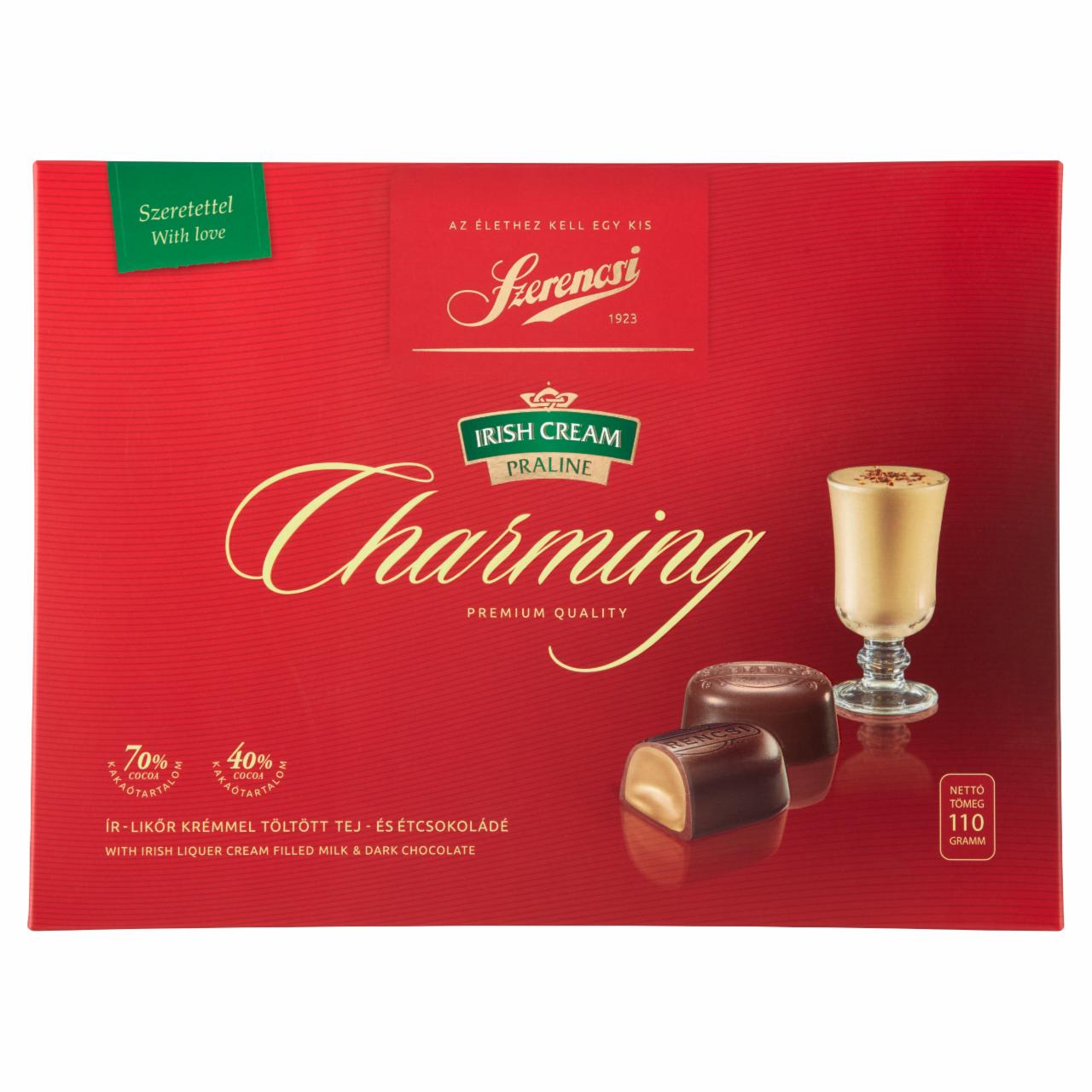 Képek - Szerencsi Charming Irish Cream Praline ír-likőr krémmel töltött tej- és étcsokoládé 110 g