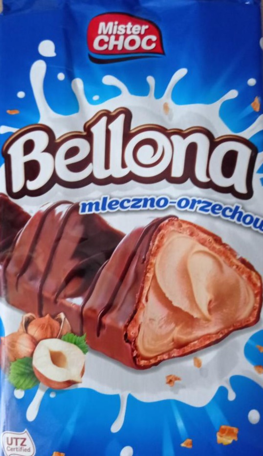 Mister choc bellona hazelnut - kalória, kJ és tápértékek