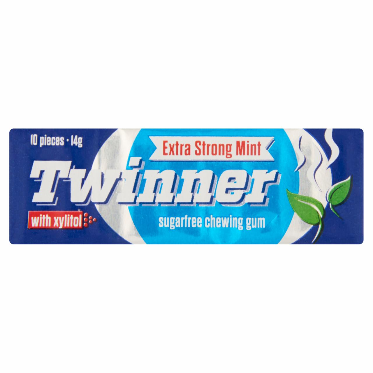 Képek - Twinner Extra Strong Mint menta ízesítésű cukormentes rágógumi édesítőszerekkel 14 g