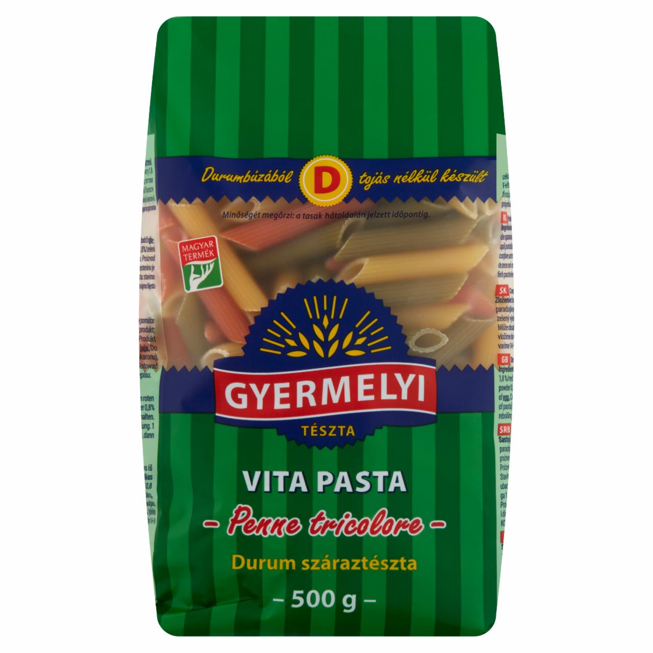 Képek - Vita Pasta Penne Tricolore durum száraztészta Gyermelyi