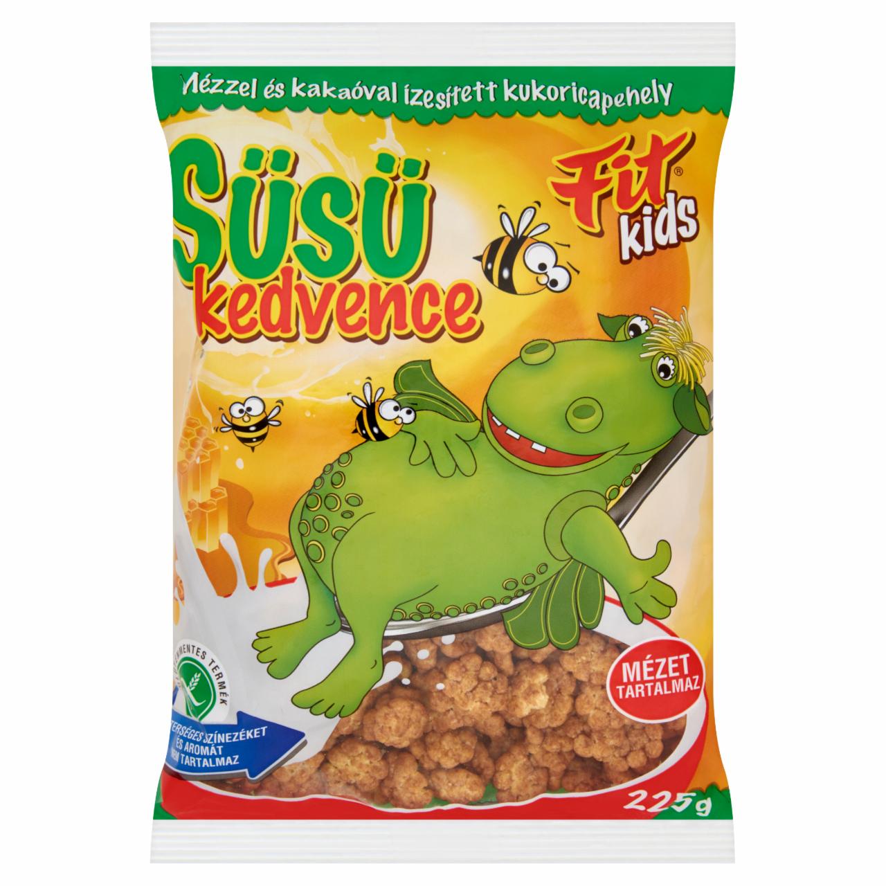 Képek - Fit Kids Süsü Kedvence gluténmentes, extrudált, mézzel és kakaóval ízesített kukoricapehely 225 g