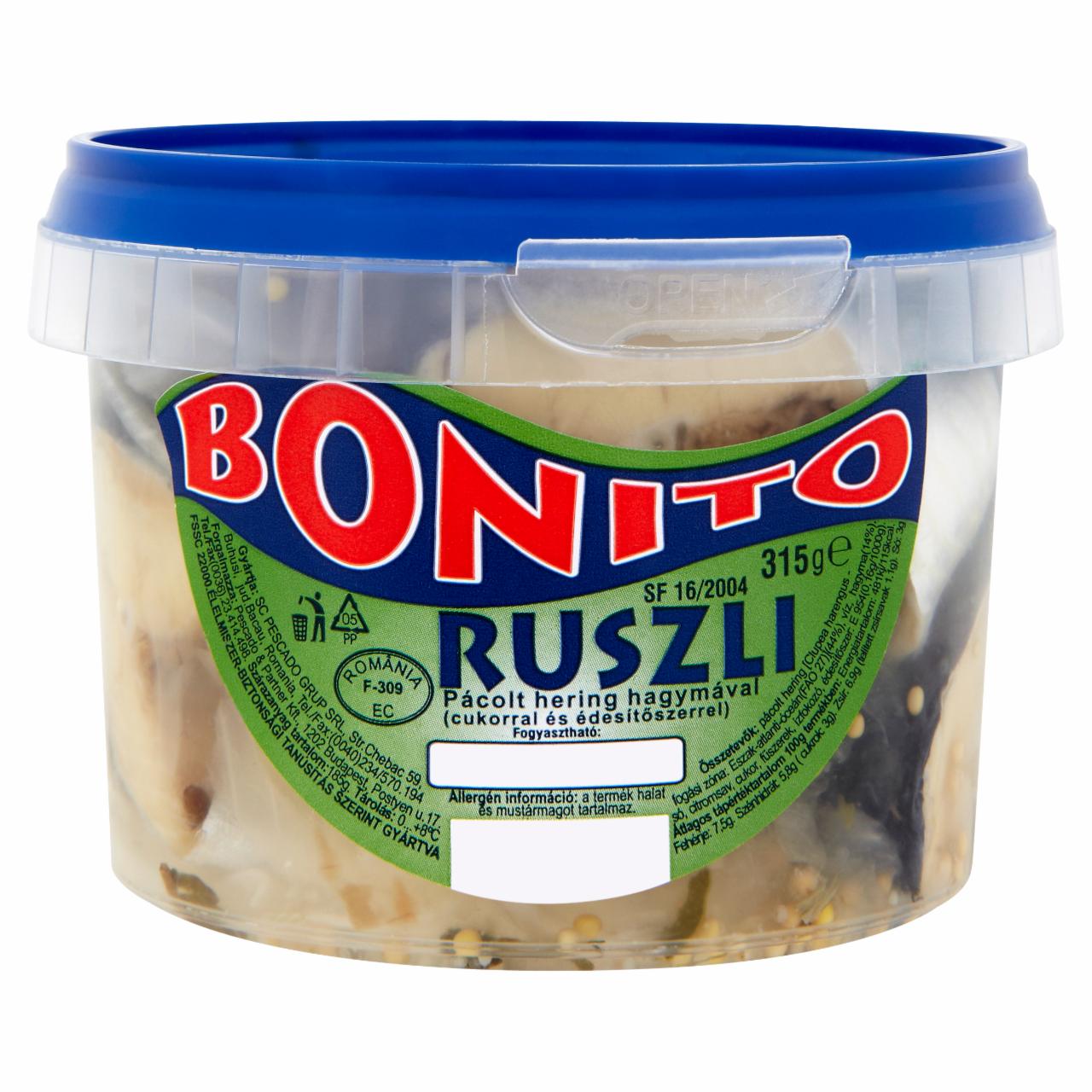 Képek - Bonito Ruszli pácolt hering hagymával, cukorral és édesítőszerrel 315 g