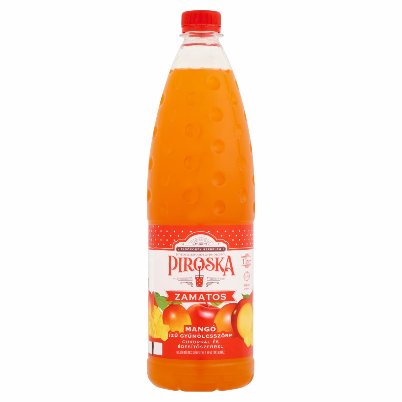 Képek - Piroska mangó ízű gyümölcsszörp cukorral és édesítőszerrel 1 l