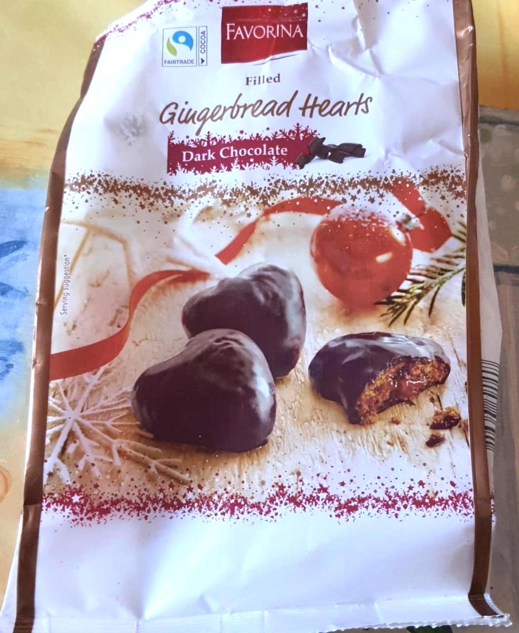 Képek - Filled Gingerbread Hearts Dark Chocolate Favorina