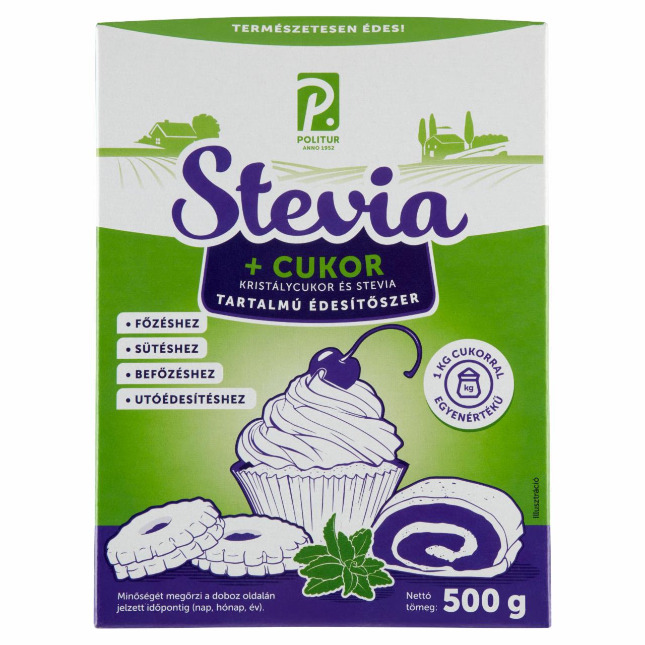 Képek - Politur Stevia + Cukor kristálycukor és stevia tartalmú édesítőszer 500 g