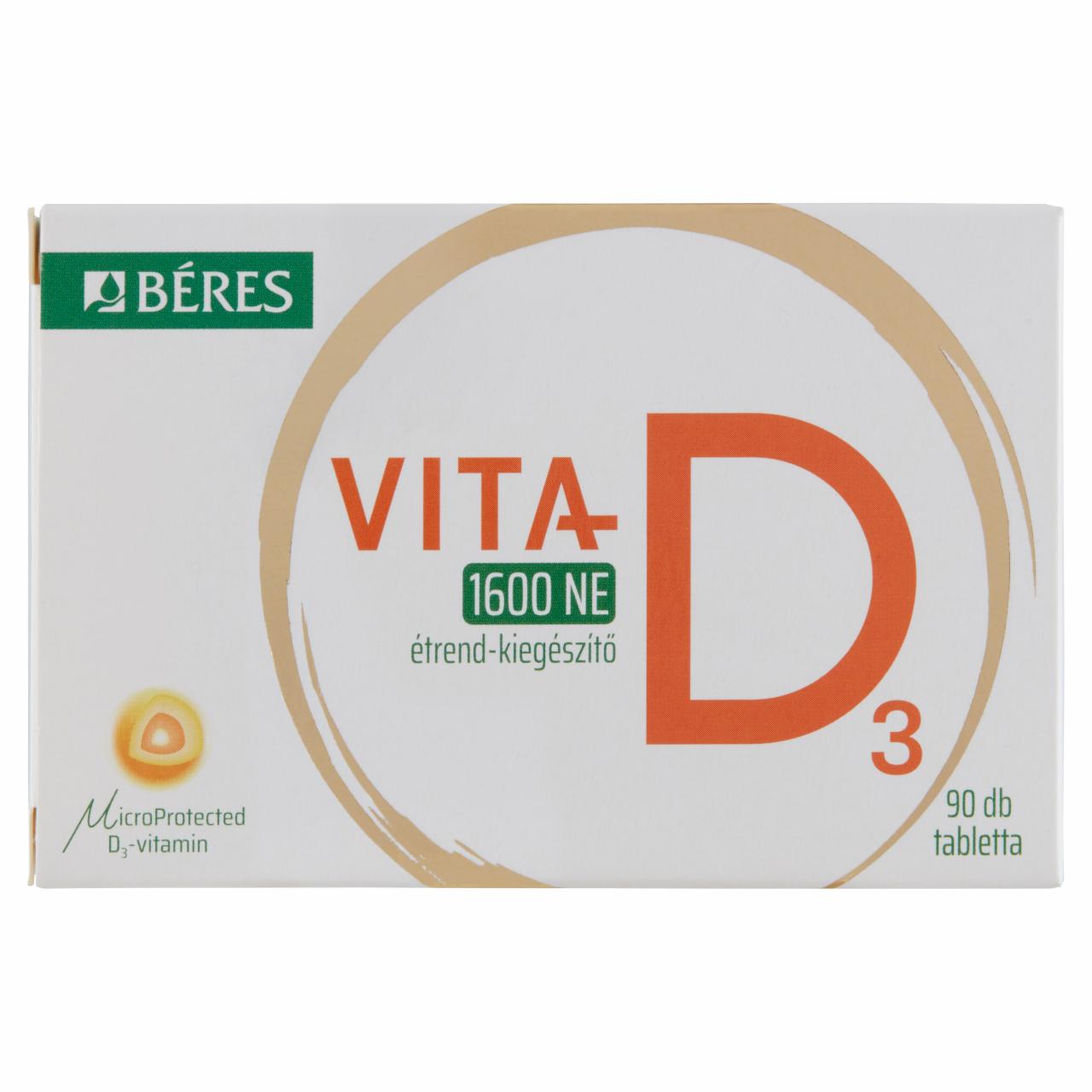 Képek - Béres Vita-D3 1600 NE D3-vitamint tartalmazó étrend-kiegészítő tabletta 90 x 0,16 g (14,4 g)