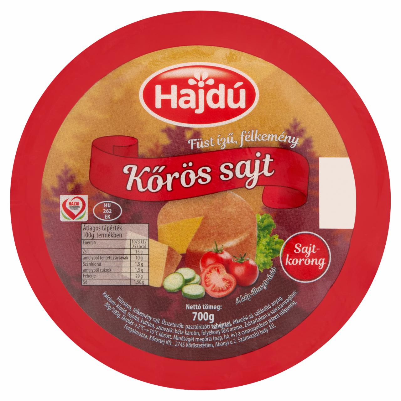 Képek - Hajdú Kőrös füst ízű, félzsíros, félkemény sajtkorong 700 g