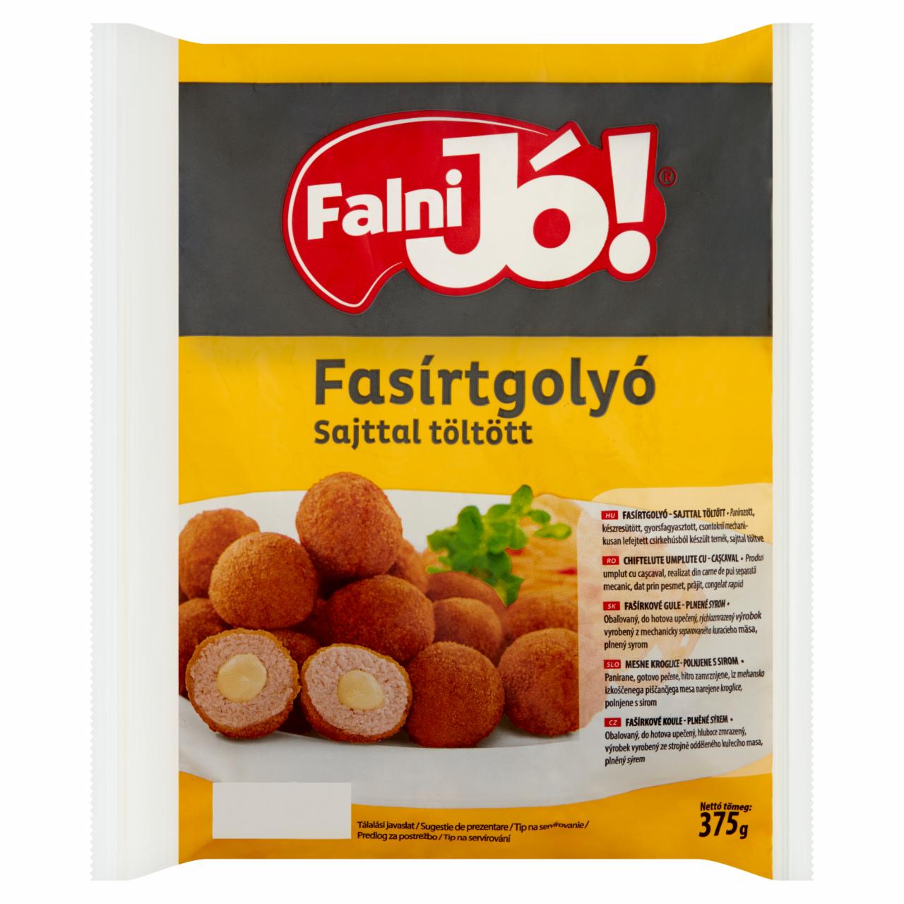 Képek - Falni Jó! panírozott, készresütött, gyorsfagyasztott, sajttal töltött fasírtgolyó 375 g