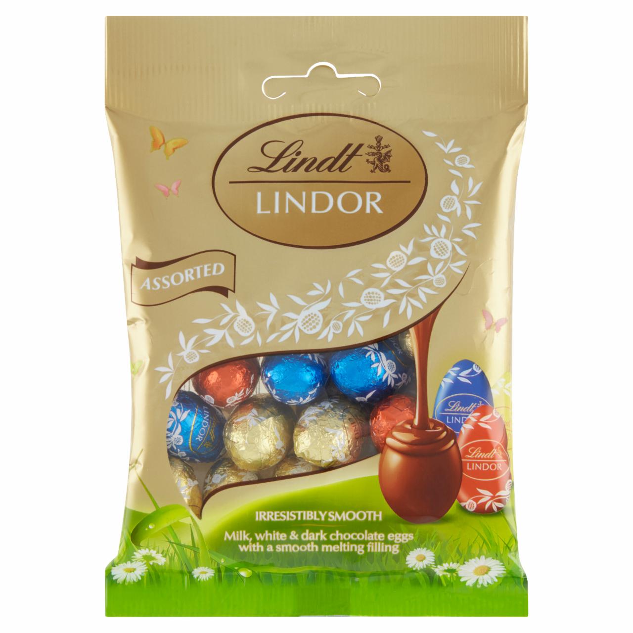 Képek - Lindt Lindor tej-, ét- és fehércsokoládé lágyan olvadó töltelékkel 100 g