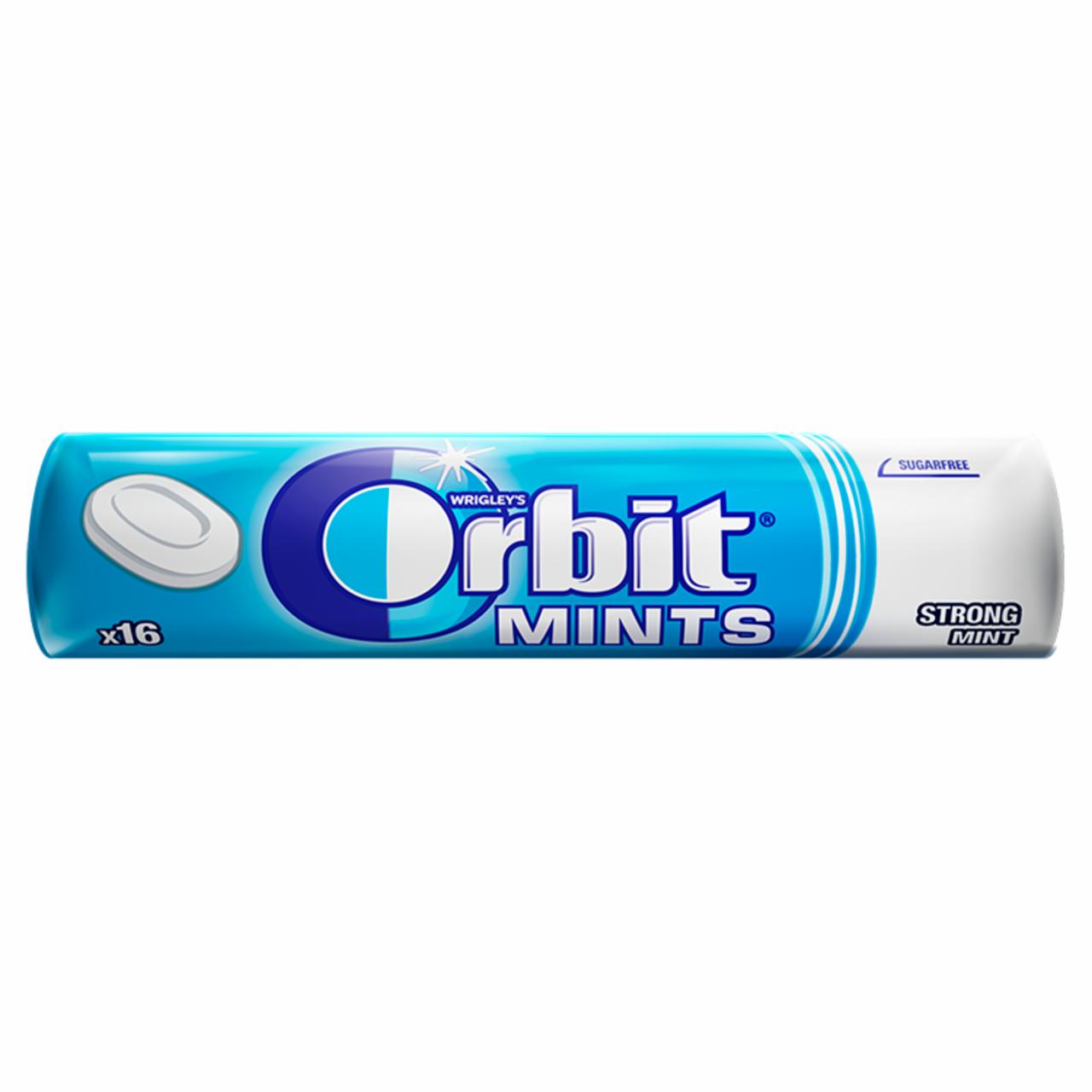 Képek - Orbit Mints Strong Mint mentaízű cukormentes töltetlen keménycukorka édesítőszerrel 28 g