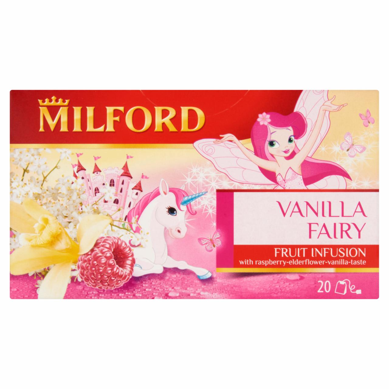 Képek - Milford Fruit Infusion Vanilla Fairy málna-bodza-vanília ízű gyümölcstea 20 filter 50 g
