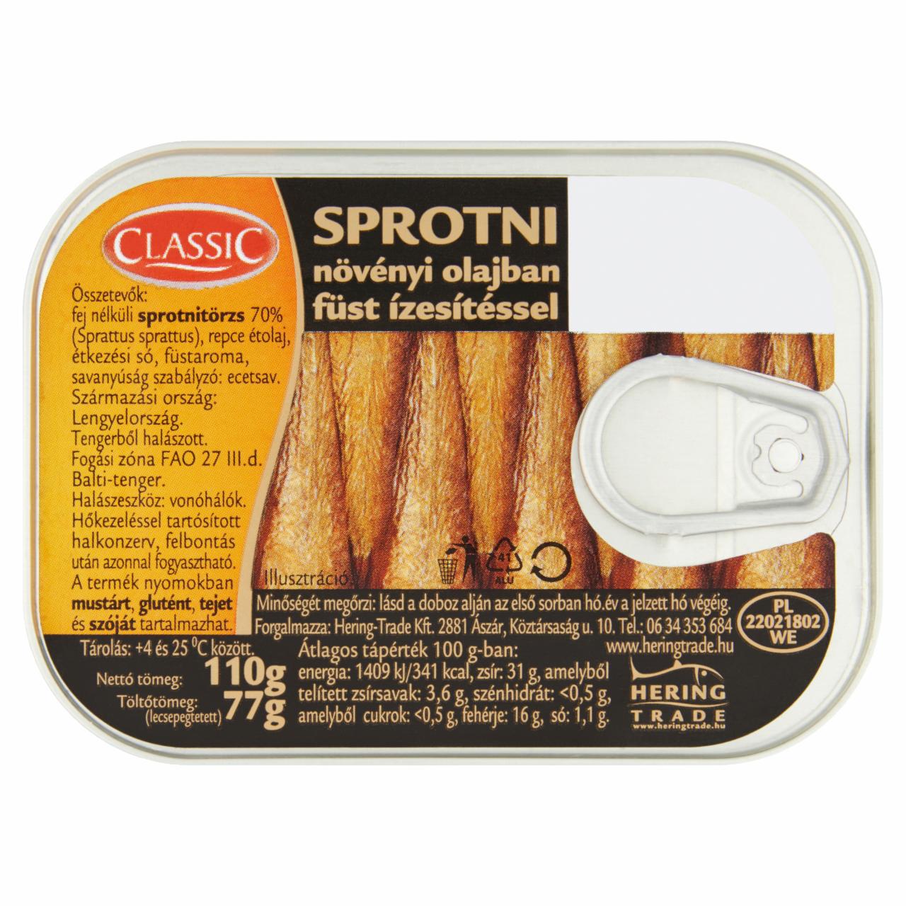 Képek - Classic sprotni növényi olajban füst ízesítéssel 110 g