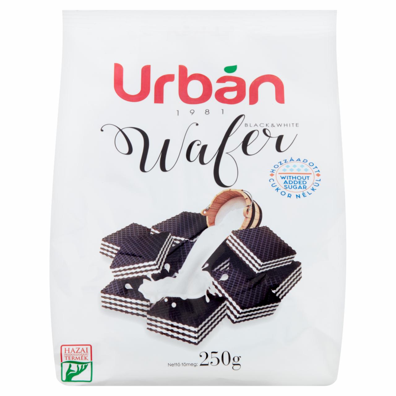Képek - Urbán Black & White hozzáadott cukor nélküli tejes krémmel töltött ostya, édesítőszerrel 250 g