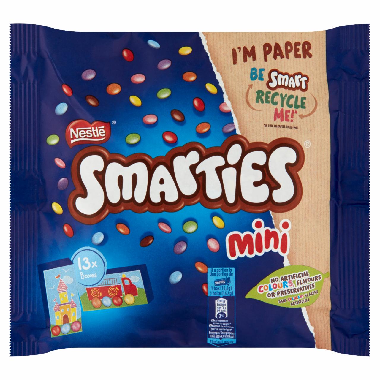 Képek - Smarties Mini tejcsokoládé drazsé cukorbevonattal 13 db 187 g