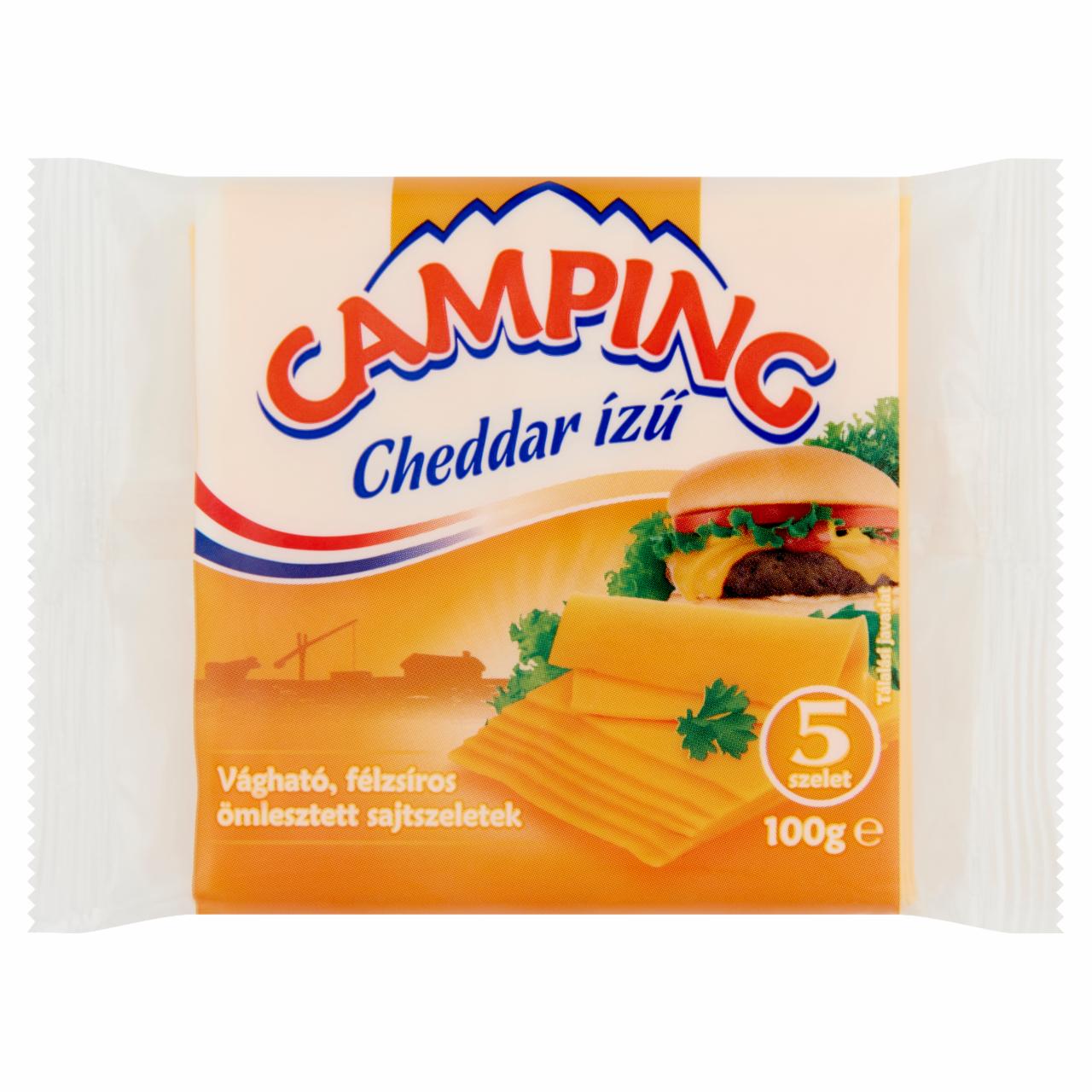 Képek - Camping Cheddar ízű vágható, félzsíros ömlesztett sajtszeletek 5 db 100 g