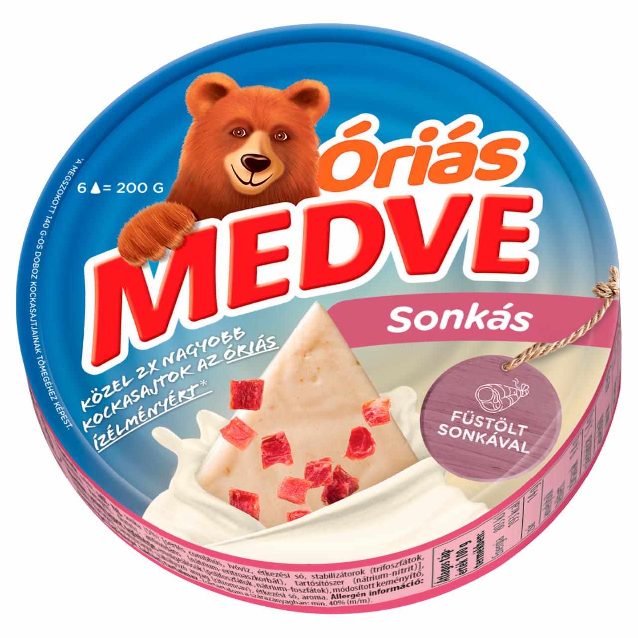 Képek - Medve Óriás sonkás kenhető, félzsíros ömlesztett sajt 6 x 33,3 g (200 g)