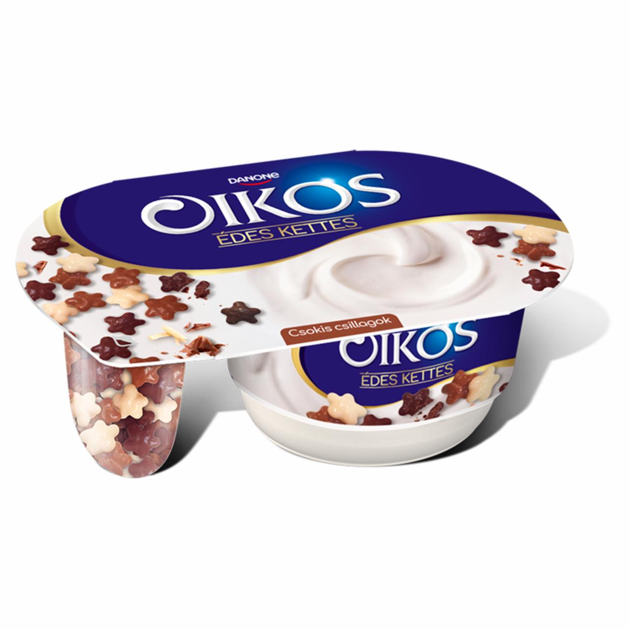 Képek - Oikos Édes Kettes édesített joghurt vaníliaízű, csokoládéval bevont gabonacsillagokkal Danone