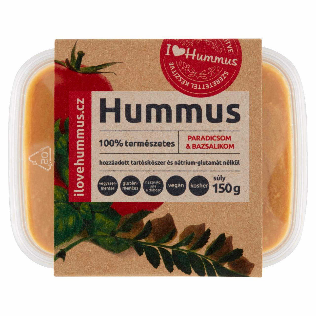 Képek - I love Hummus - hummusz paradicsom & bazsalikom 150 g