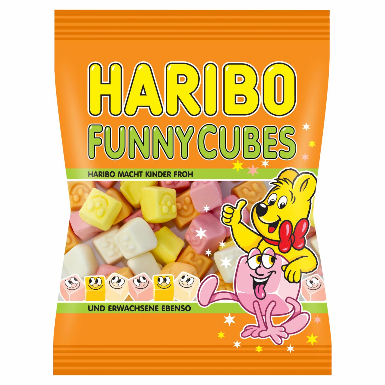Képek - Haribo Funny Cubes gyümölcsízű habosított gumicukorka 85 g