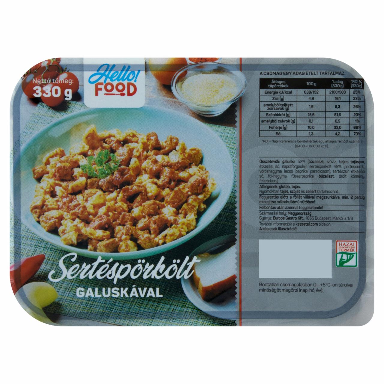 Képek - Hello Food sertéspörkölt galuskával 330 g