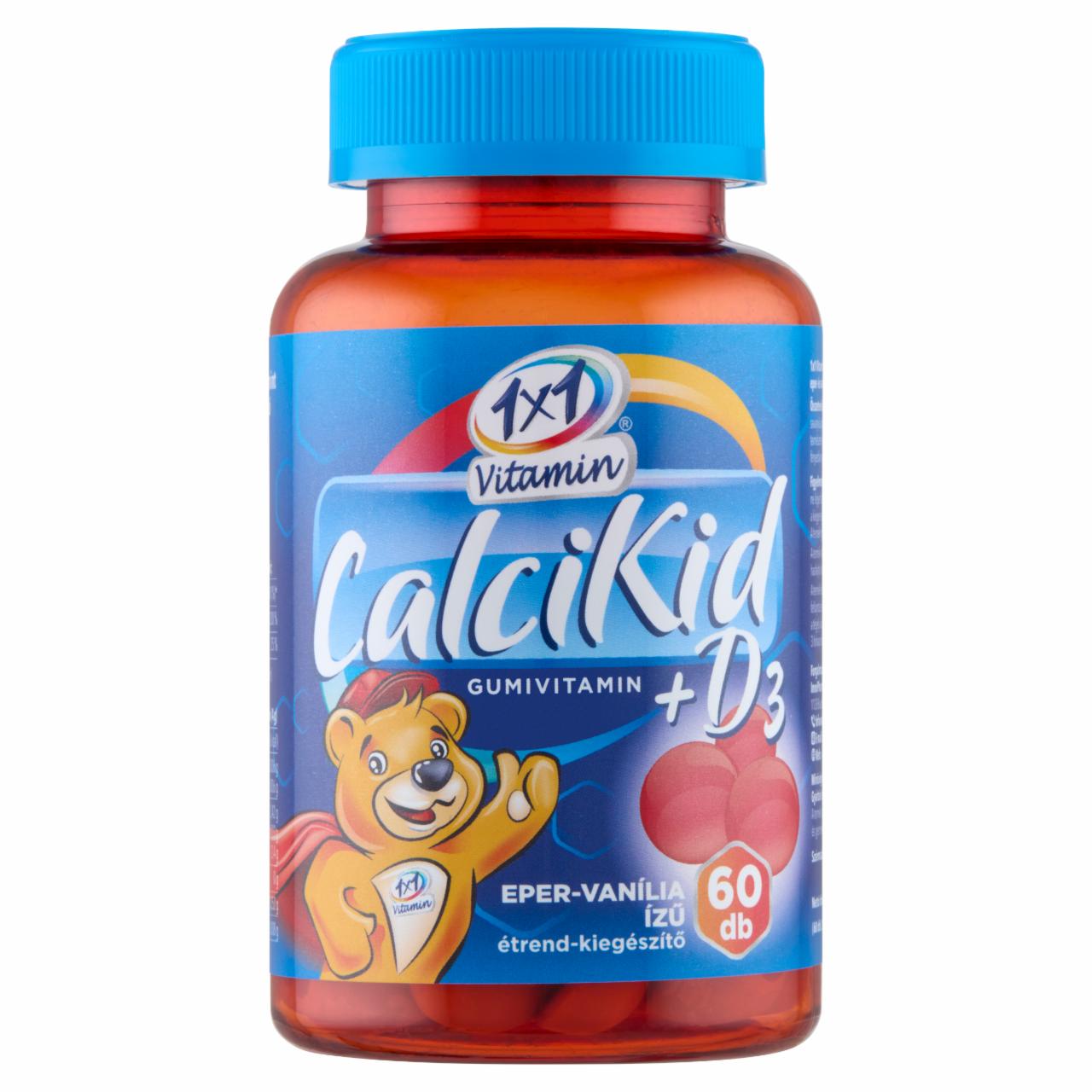 Képek - 1x1 Vitamin CalciKid eper- és vanília-ízű étrend-kiegészítő gumivitamin 60 x 2 g (120 g)