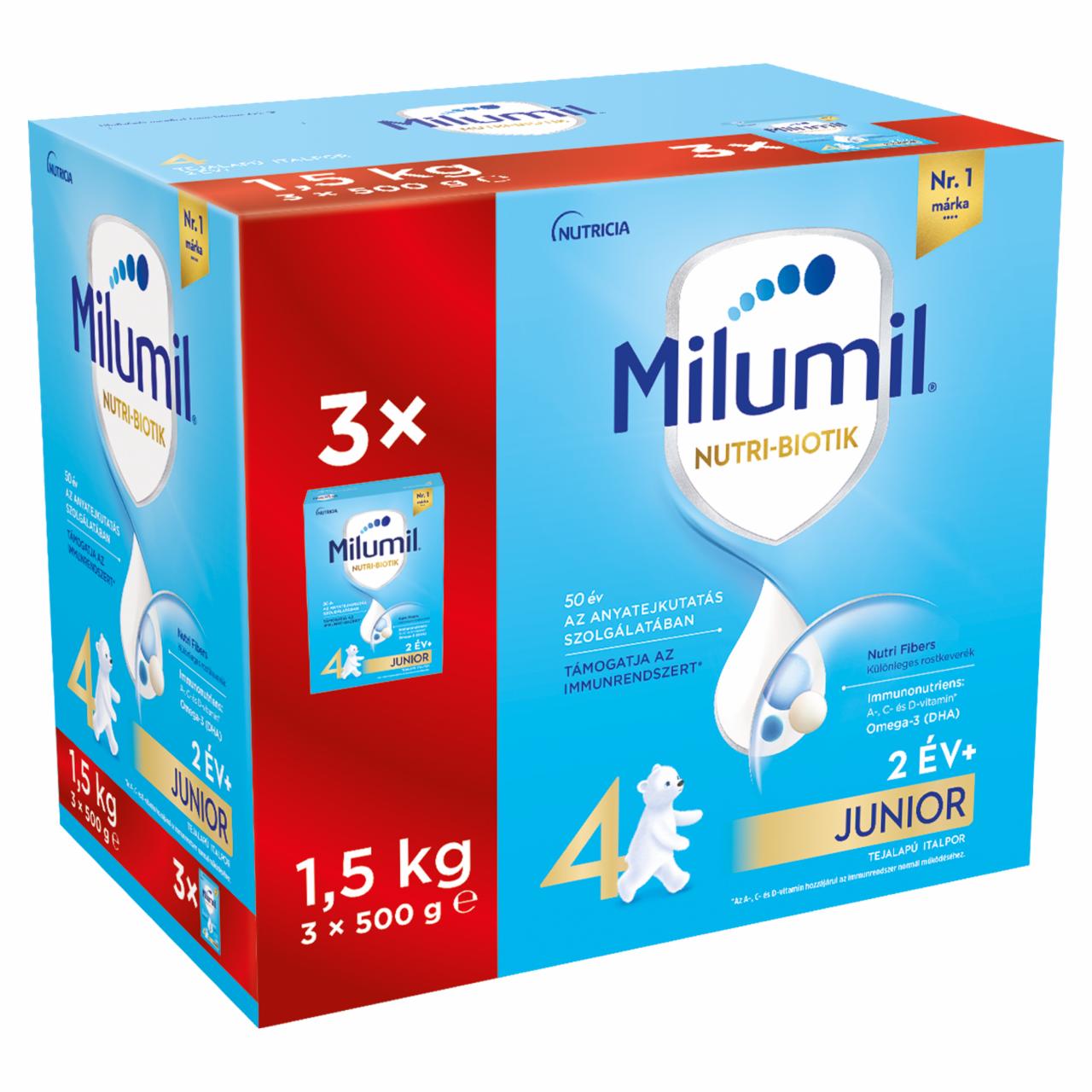 Képek - Milumil Nutri-Biotik 4 Junior tejalapú italpor 2+ 3 x 500 g (1,5 kg)