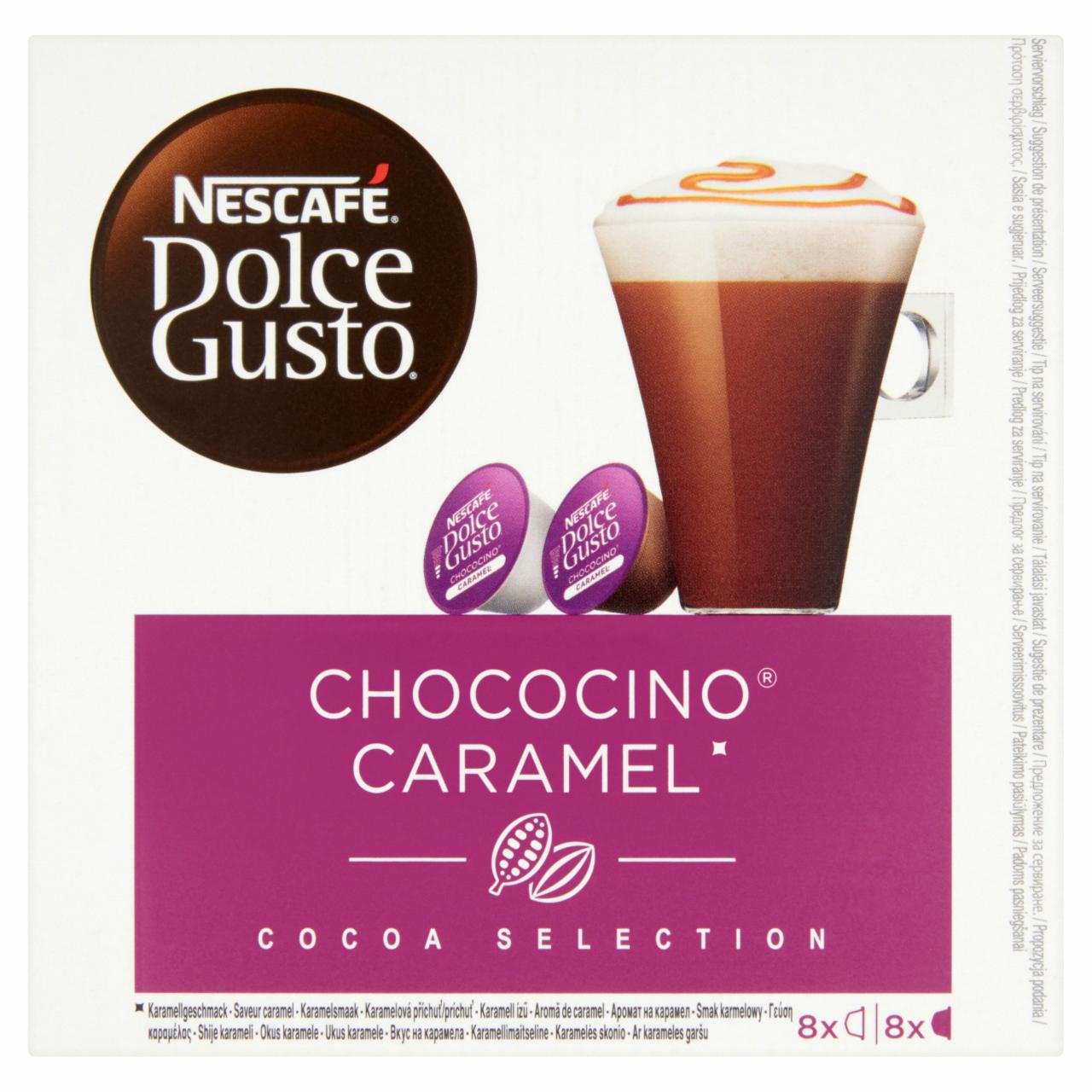 Képek - NESCAFÉ Dolce Gusto Chococino Caramel karamellás forrócsokoládé kapszula 16 db/8 csésze 204,8 g