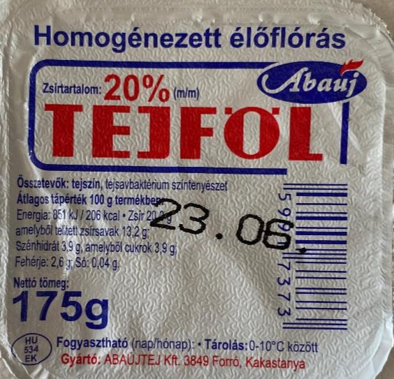 Képek - Tejföl 20%poharas Abaúj