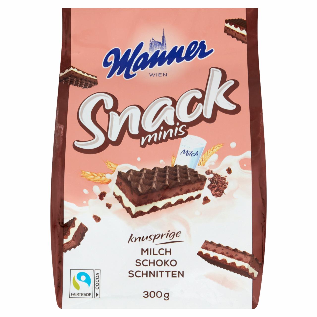 Képek - Manner Snack ropogós kakaós ostya tejszínes- és kakaós krémmel töltve, kekszdarabkákkal 300 g