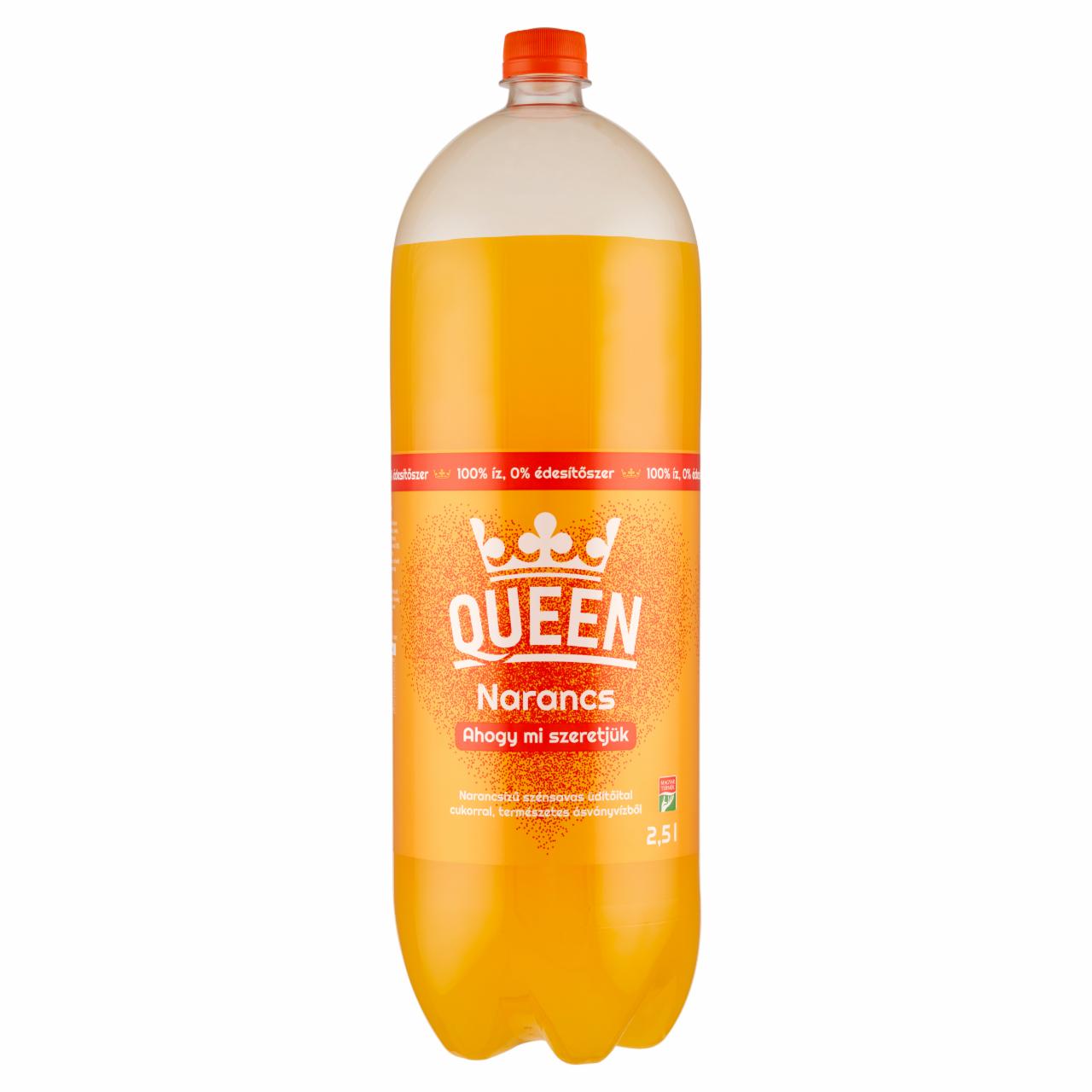 Képek - Queen narancsízű szénsavas üdítőital cukorral, természetes ásványvízből 2,5 l