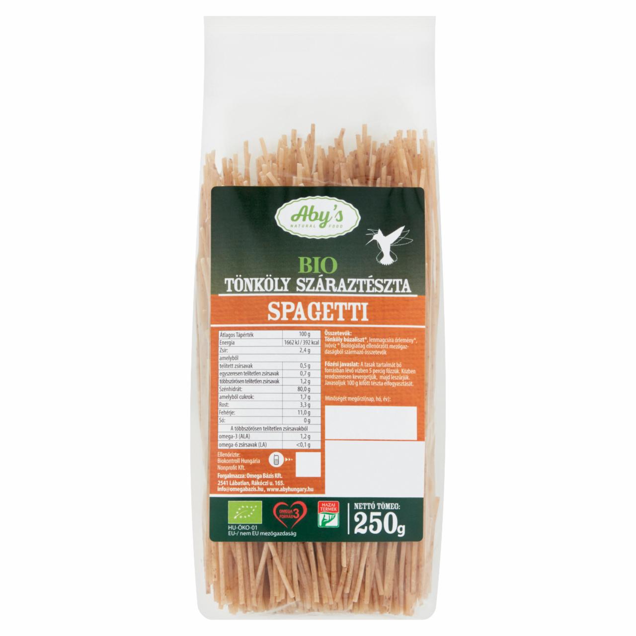 Képek - Aby's BIO tönköly száraztészta spagetti 250 g