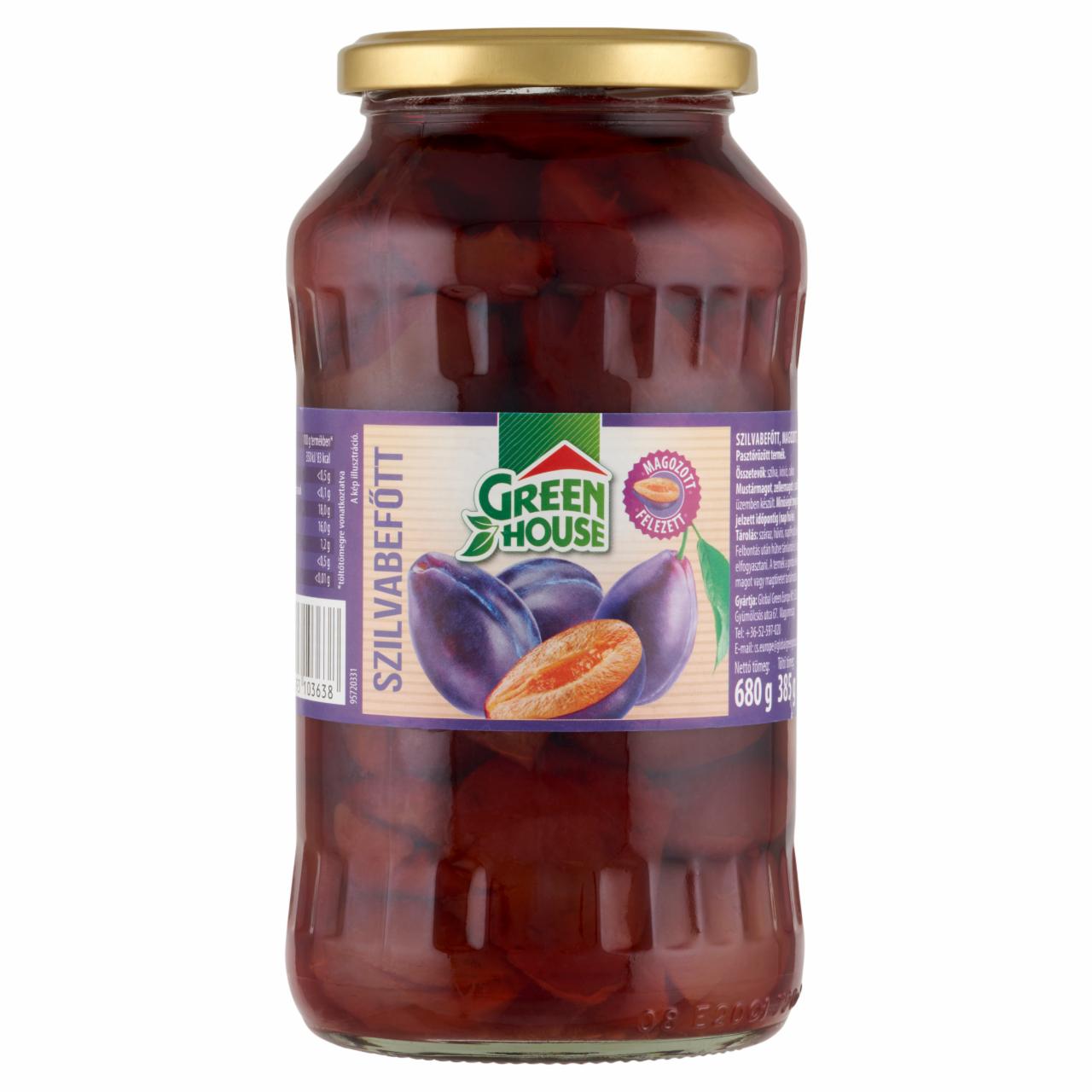 Képek - Green House magozott, felezett szilvabefőtt 680 g