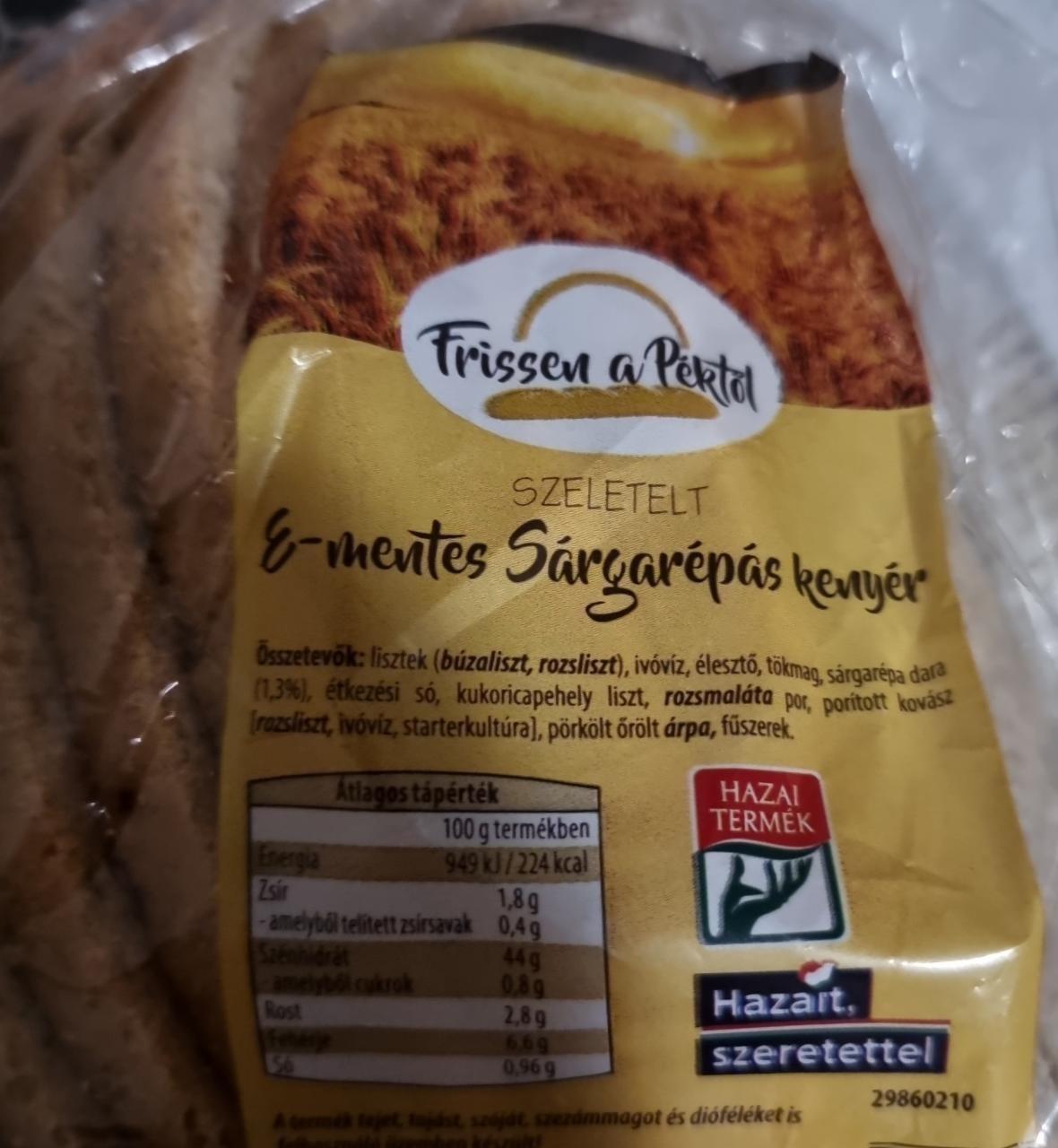 Képek - E-mentes sárgarépás szeletelt kenyér Frissen a péktől