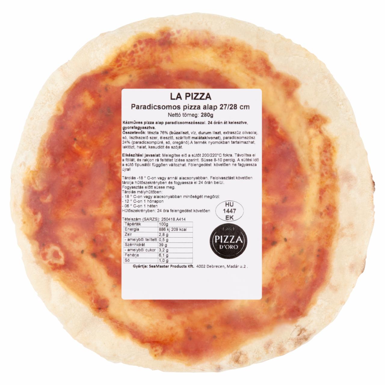 Képek - Pizza D'Oro gyorsfagyasztott, kézműves paradicsomos pizza alap 280 g