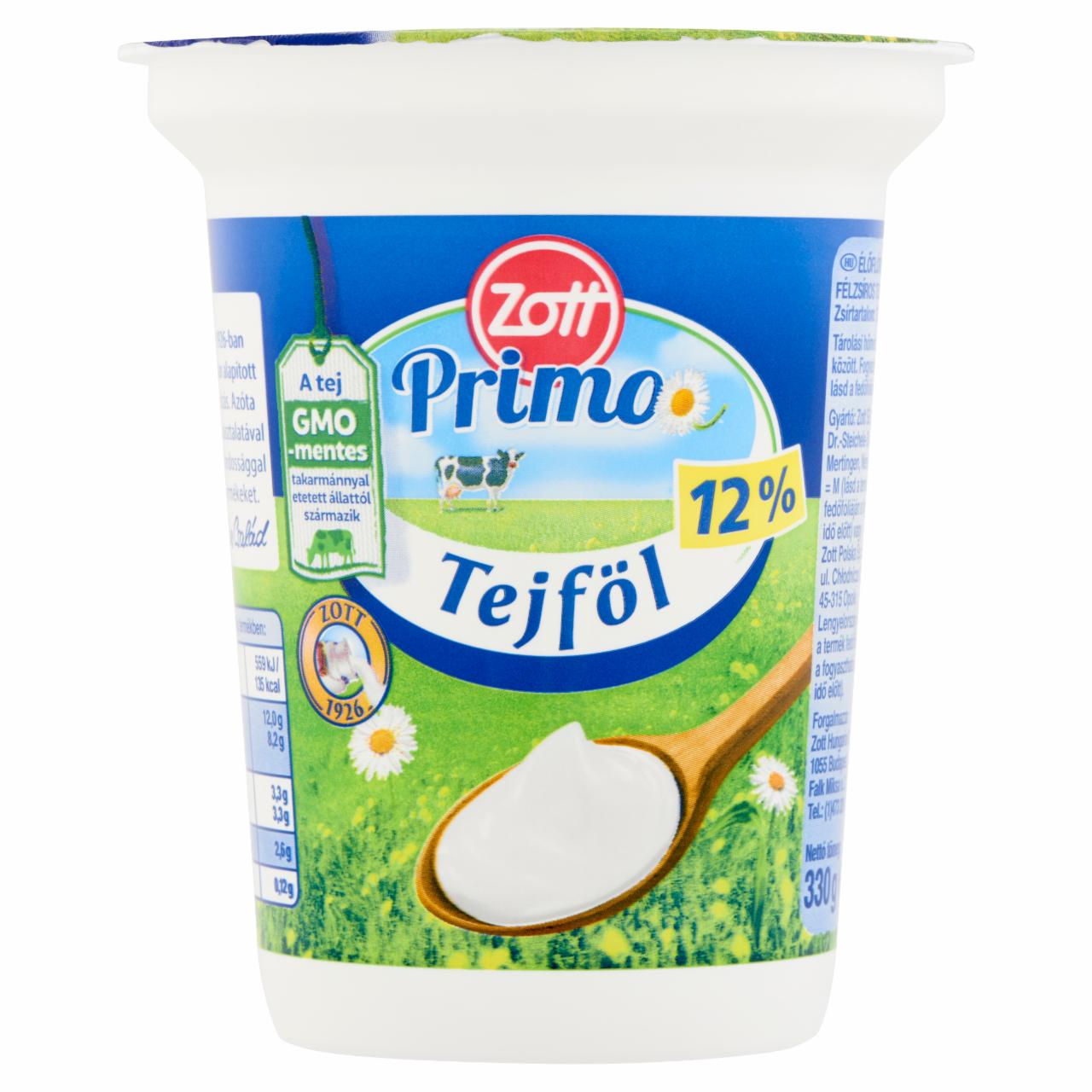 Képek - Zott Primo félzsíros tejföl 12% 330 g