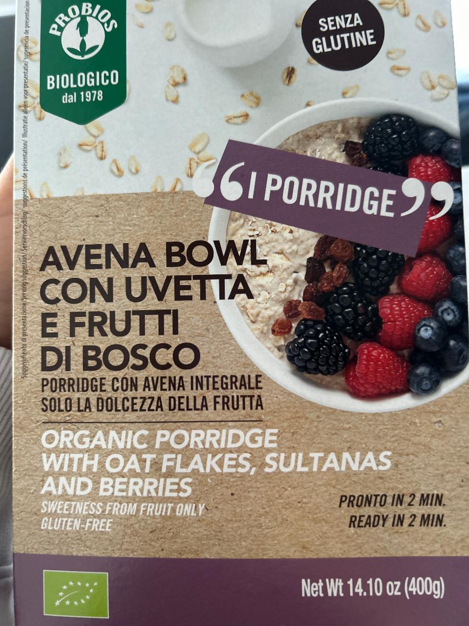 Képek - Avena bowl con uvetta e frutti di bosco Probios