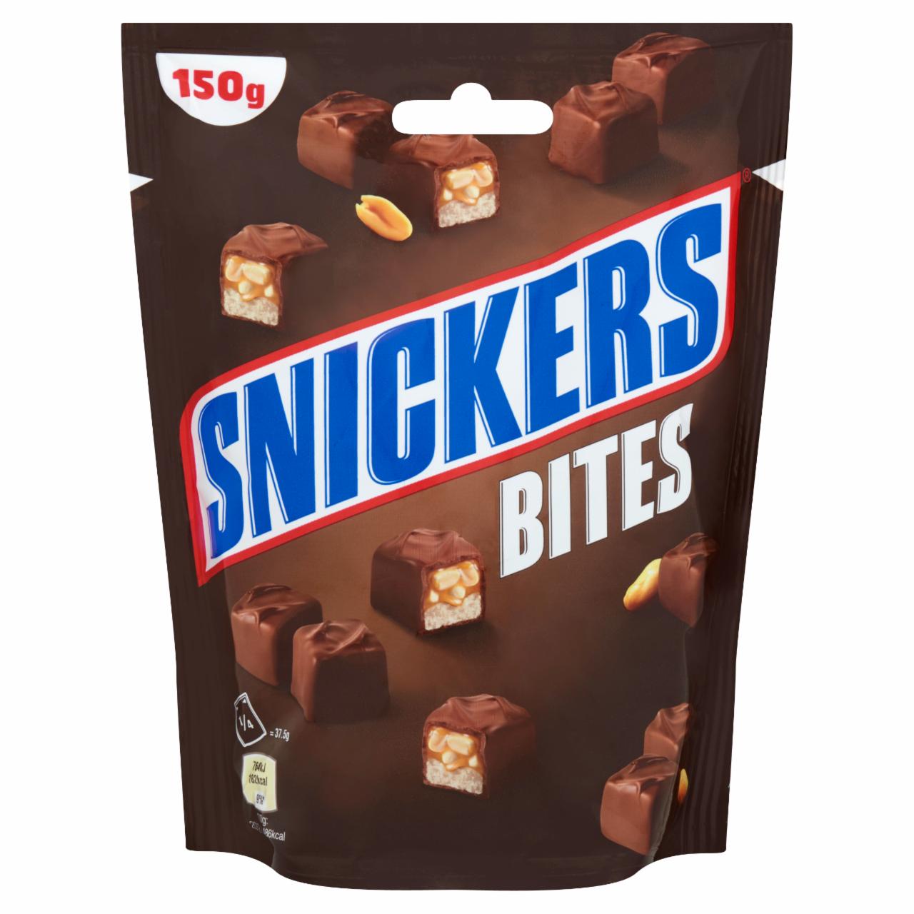 Képek - Snickers Bites karamellás földimogyorós krémes szeletek földimogyoróval tejcsokoládéba mártva 150 g