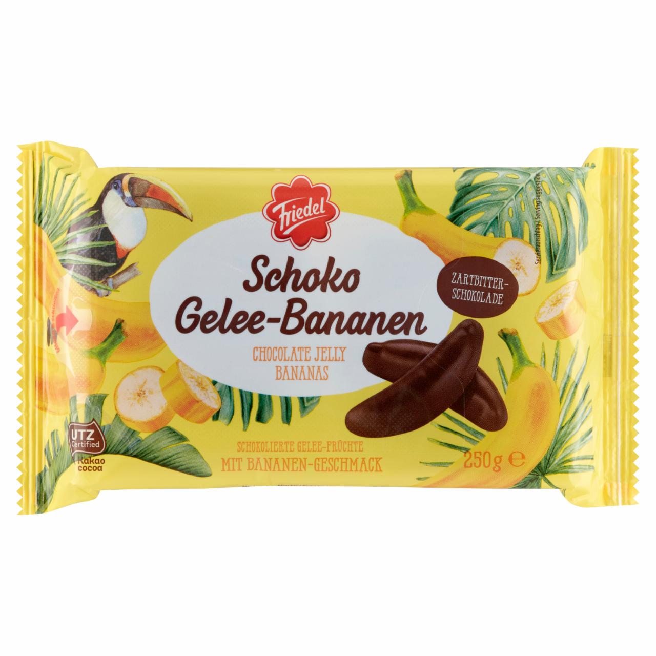 Képek - Friedel banán ízesítésű zselé cukorka étcsokoládéval bevonva 250 g